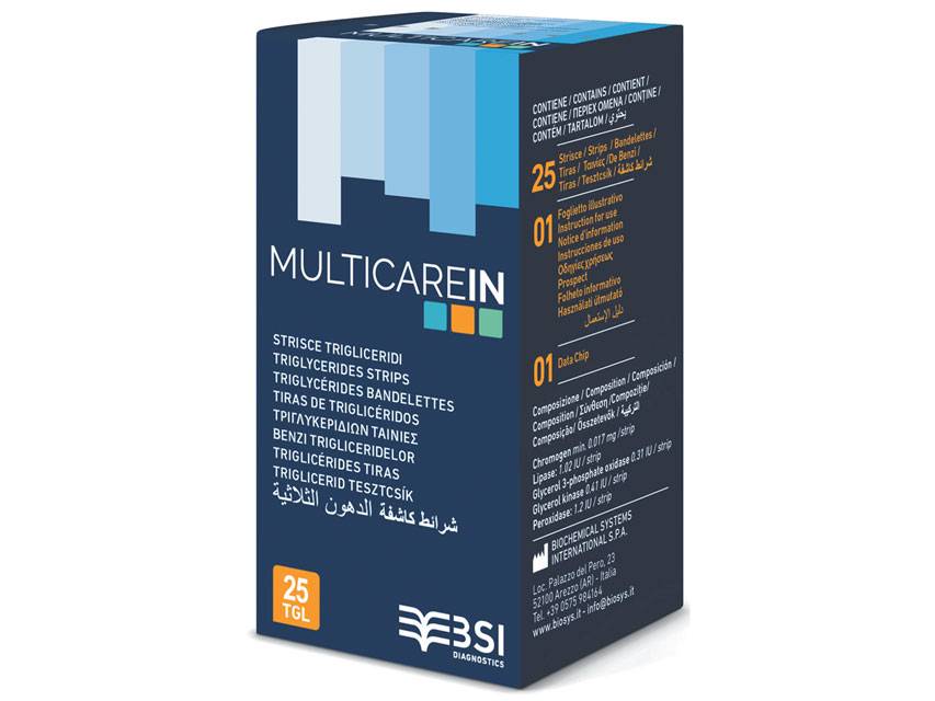 Multicare In Test Trigliceridi Strisce Con Aspirazione Capillare 25 Pezzi
