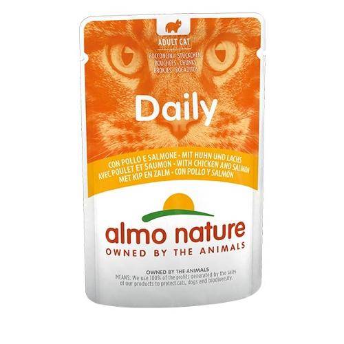 Daily Cat Alimento umido per gatti gusto pollo e salmone 70 g