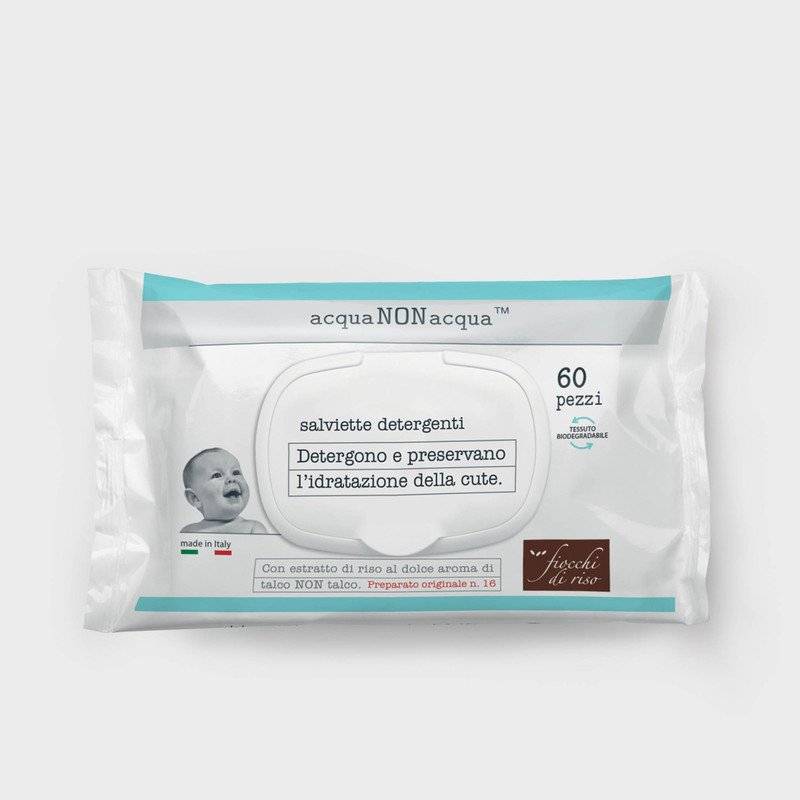 Fiocchi di Riso Acqua Non Acqua Salviette Detergenti 60 Pezzi