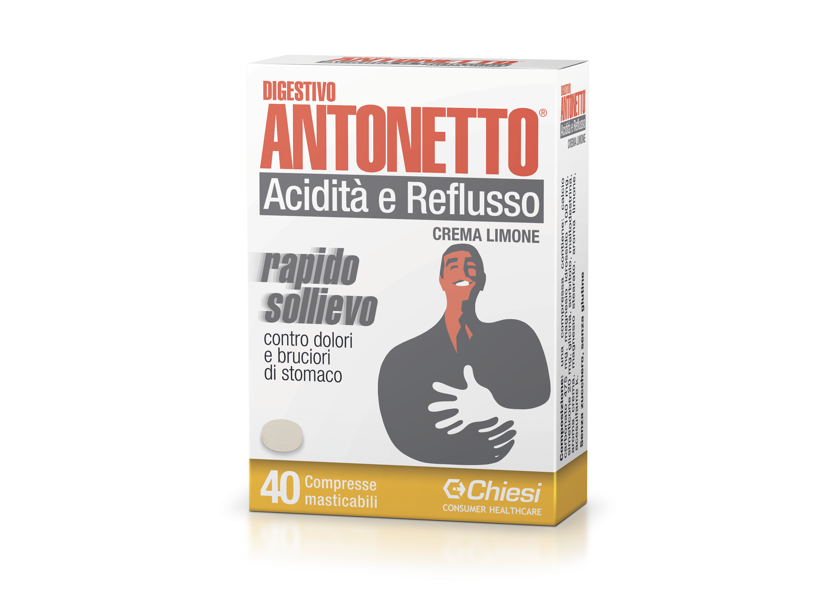 Antonetto Acidità e Reflusso Digestivo Crema al Limone 40 Compresse