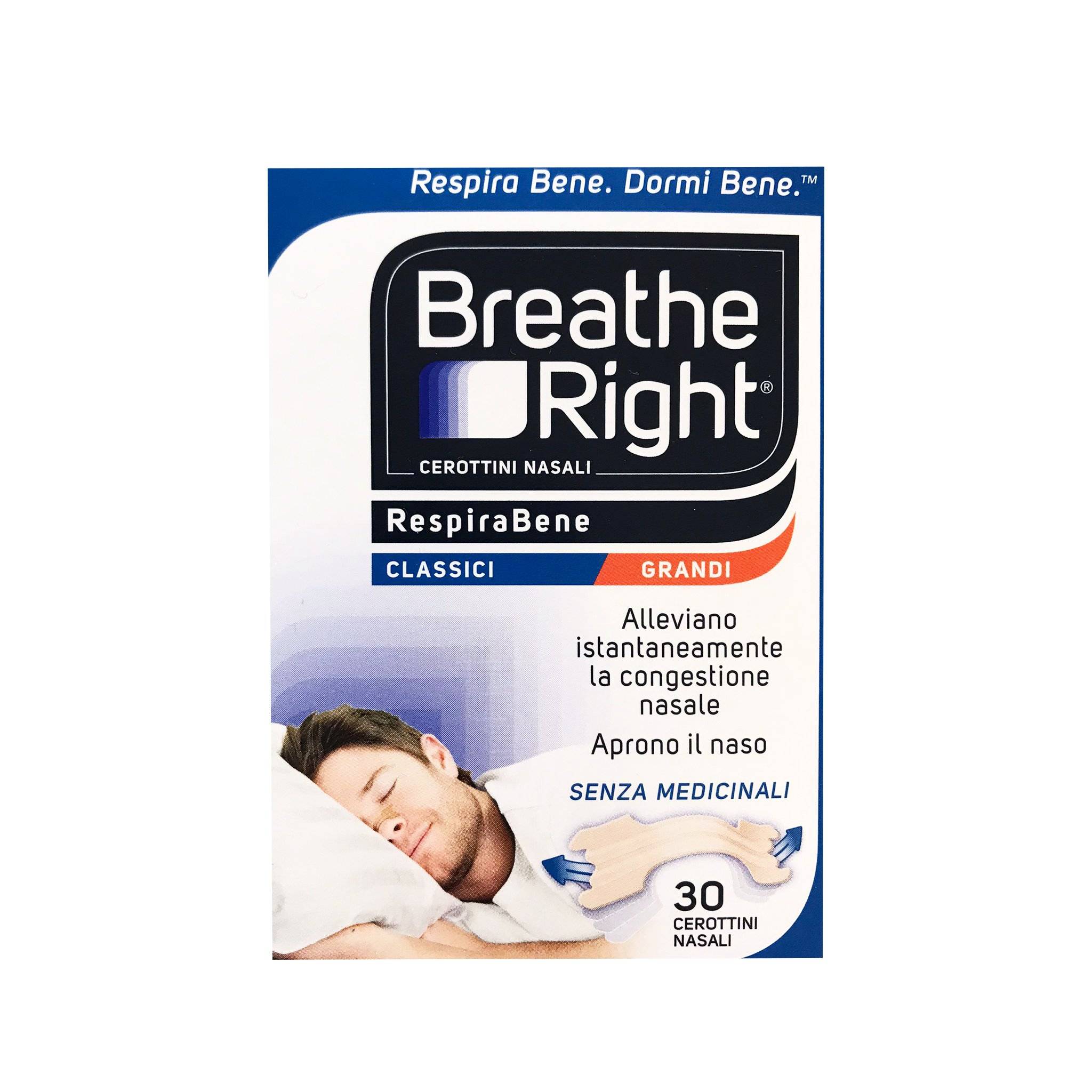 Breathe Right Cerotti Nasali Classici Grandi 30 Pezzi