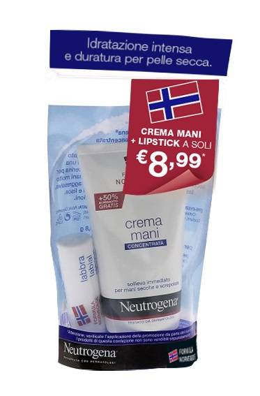 Neutrogena Crema Mani Concentrata Profumata + Stick Labbra Secche