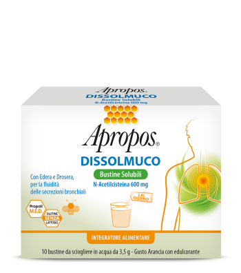 Apropos Dissolmuco Integratore Fluidificante Bronchiale 10 Bustine Solubili