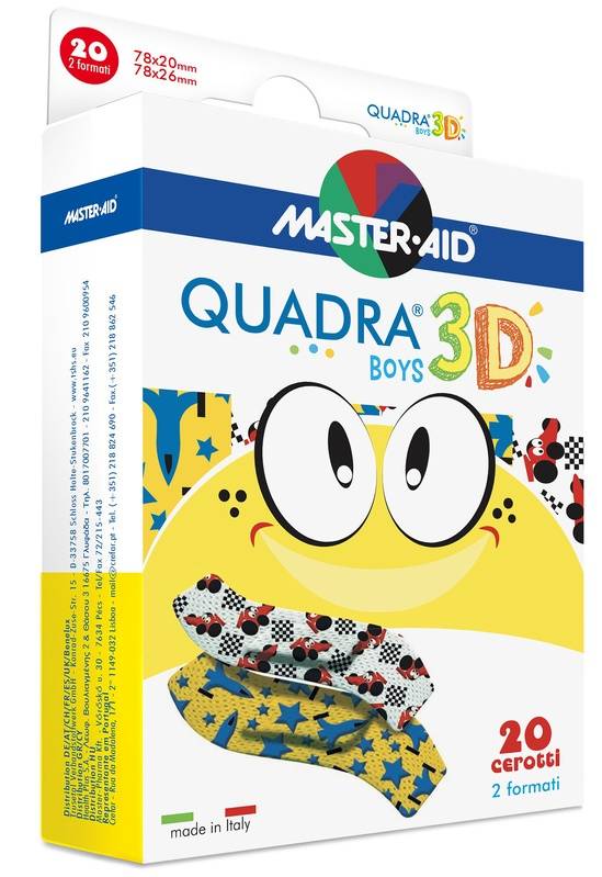 Master - aid Quadra 3d Boys Cerotto TNT 20 Pezzi Assortiti