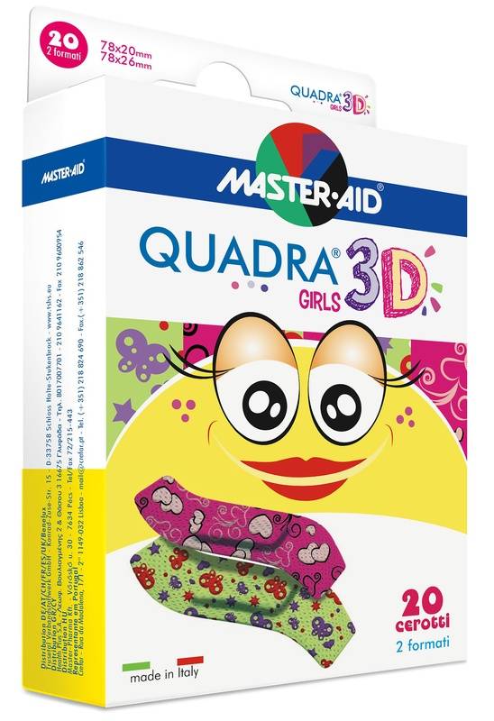 Master - aid Quadra 3d Girls Cerotto TNT 20 Pezzi Assortiti
