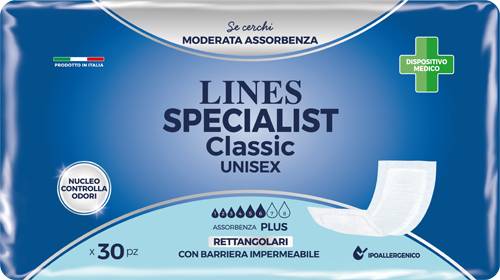 Lines Specialist Classic Pannolone rettangolare con barriera 30 Pezzi