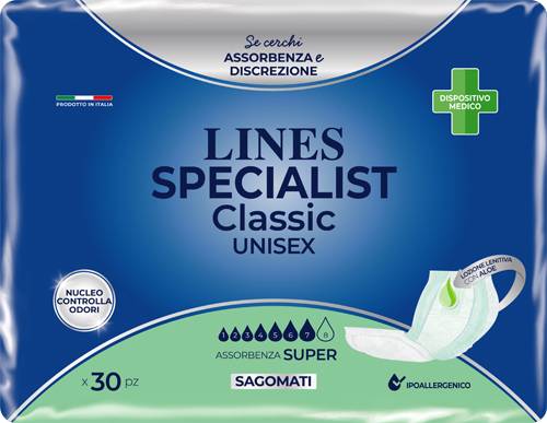 Lines Specialist Classic Unisex Pannolone Sagomato Super 30 Pezzi