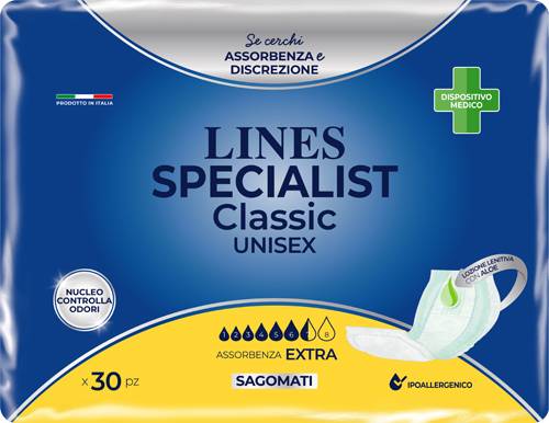 Lines Specialist Classic Unisex Pannolone sagomato extra 30 Pezzi