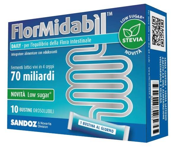 Flormidabil Daily Integratore per equilibrio intestinale 10 Bustine con stevia