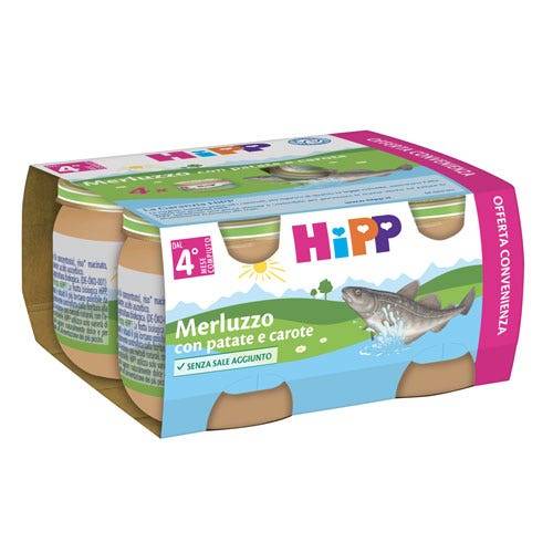 Hipp Omogeneizzato Merluzzo Patate e Carote 4X80 g