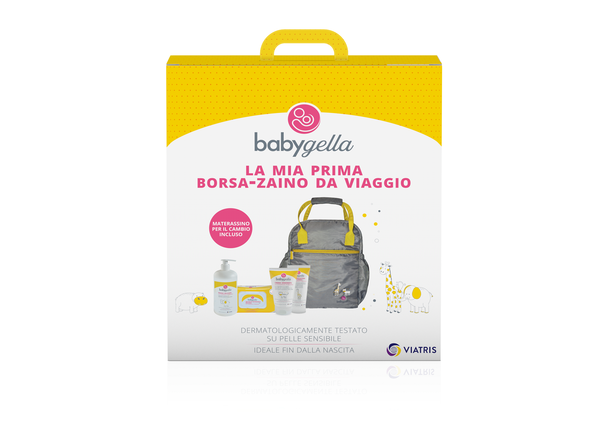 Babygella Prebiotic Borsa + Bagno 250ml+72 Salviette+Crema Corpo 100ml+Pasta Protettiva 100ml