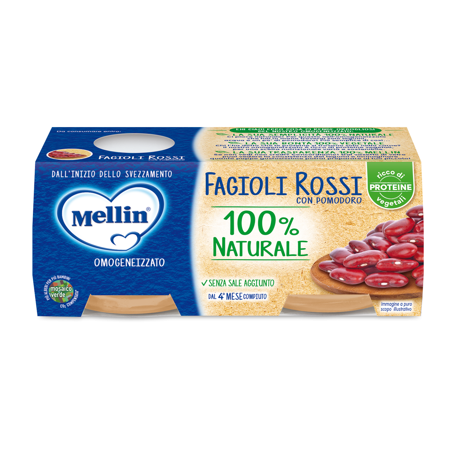 Mellin Omogeneizzato Fagioli Rossi Con Pomodoro 2 X 80 G