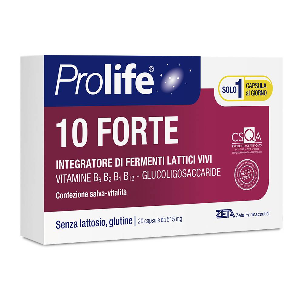 Prolife 10 Forte Integratore di Fermenti Lattici e Vitamina B per la Flora Intestinale 20 Compresse