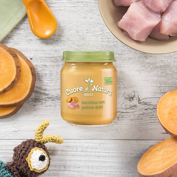 Plasmon Cuor di Natura Omogeneizzati Tacchino Patate Dolci 2 Pezzi Da 120 G