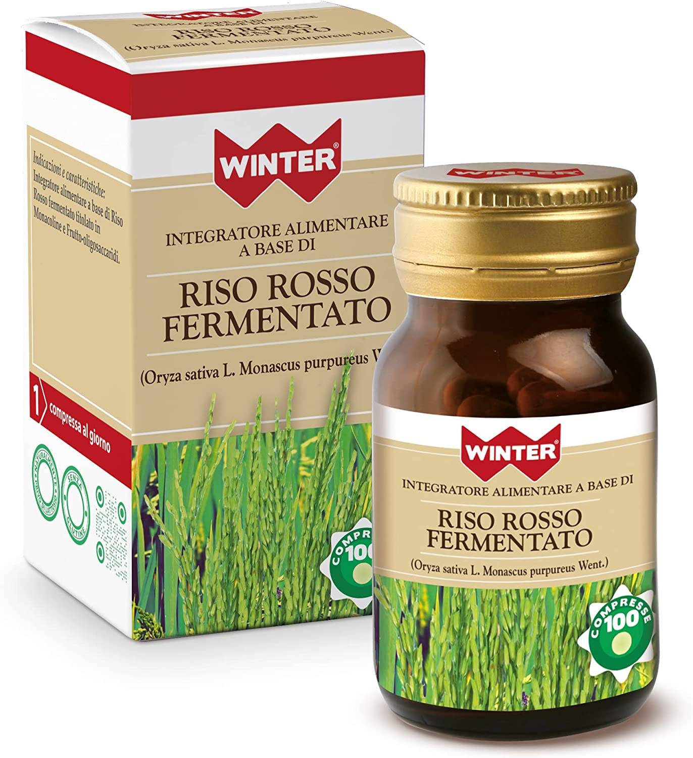 Winter Riso Rosso Fermentato Integratore per il Controllo del Colesterolo 100 compresse