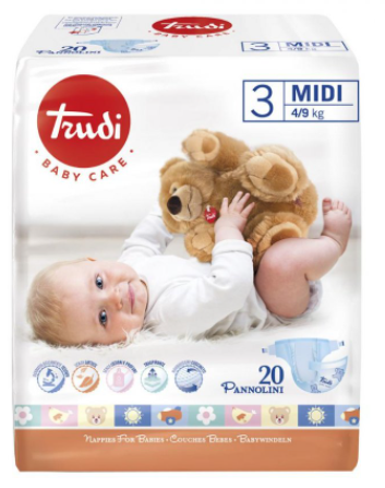 Trudi Baby Care Pannolino Bambini Midi 4/9 kg 20 pezzi