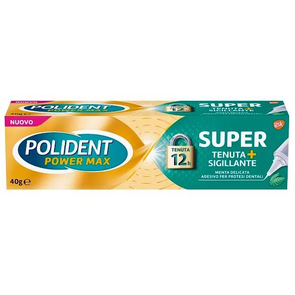 Polident Power Max Super Tenuta + Sigillante Adesivo per Protesi Dentale 40 g