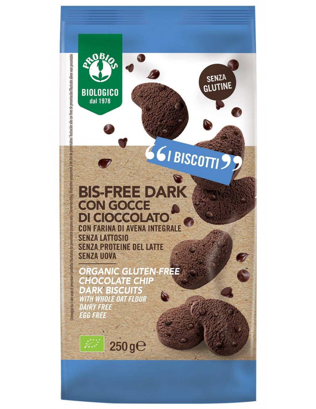 Probios Biscotto Bis - Free Dark Gocce Di Cioccolato Senza Glutine 250 G