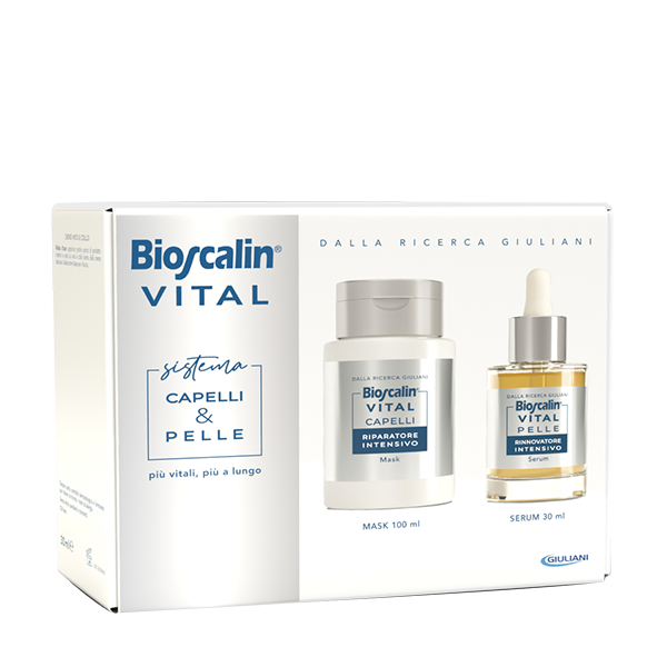 Bioscalin Vital Sistema Capelli & Pelle Siero Rinnovatore Viso e Collo + Maschera Riparatrice Capelli
