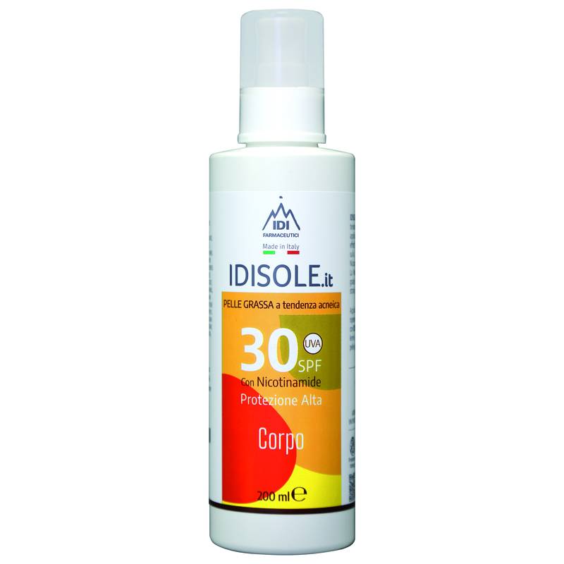 Idisole.It 30 SPF Spray Solare Protezione Alta per Pelle Grassa A Tendenza Acneica 200 ml