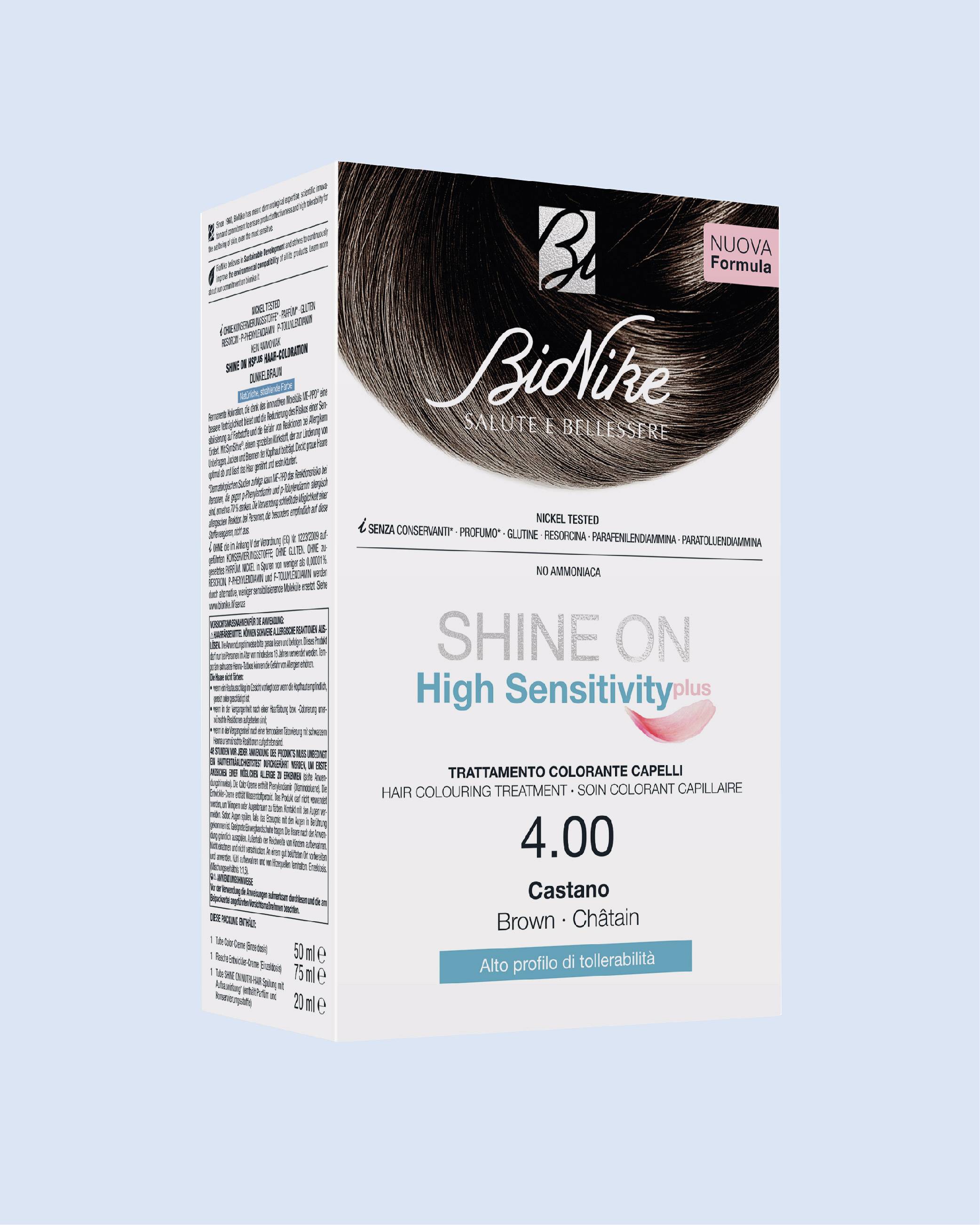Bionike Shine On High Sensitivity Plus Castano 4,00 Trattamento Colorante per Capelli