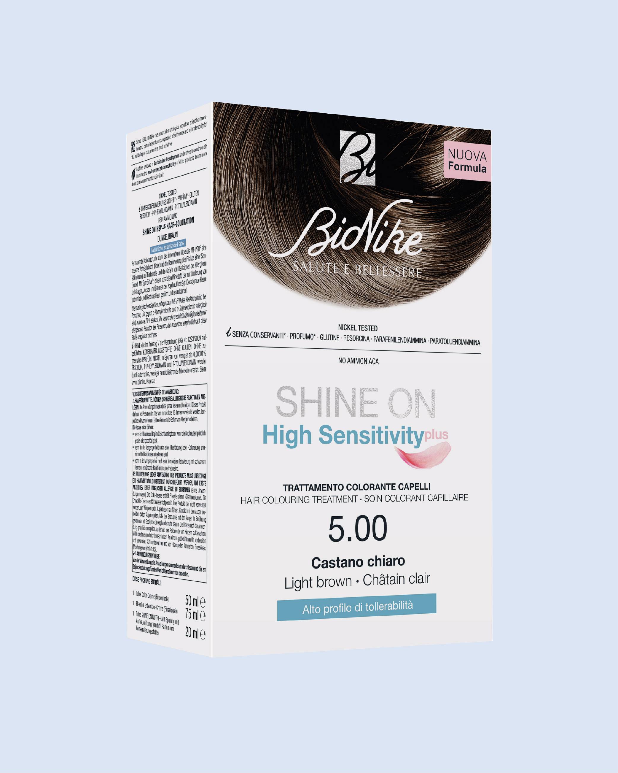 Bionike Shine On High Sensitivity Plus Castano Chiaro 5,00 Trattamento Colorante per Capelli