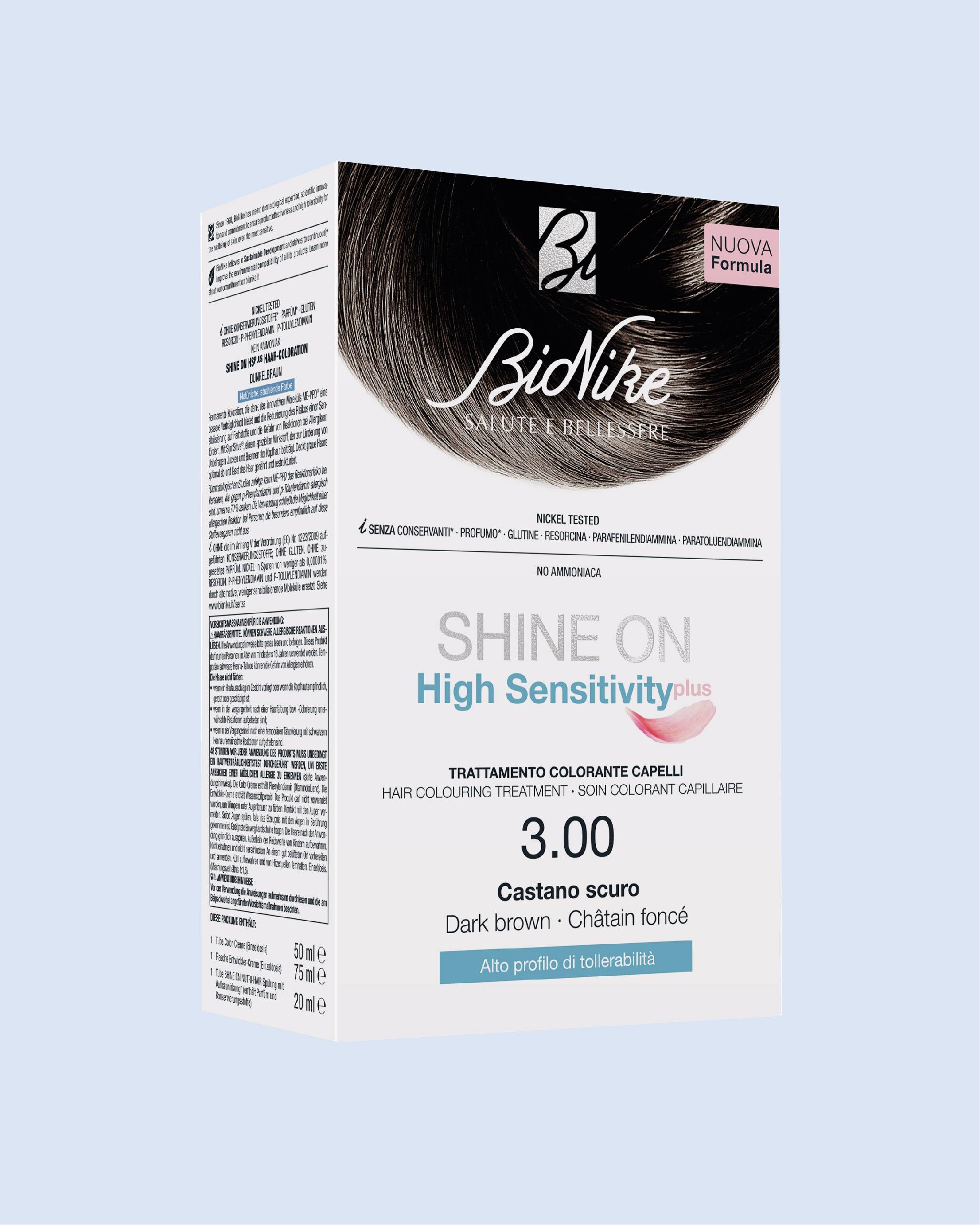 Bionike Shine On High Sensitivity Plus Castano Scuro 3,00 Trattamento Colorante per Capelli