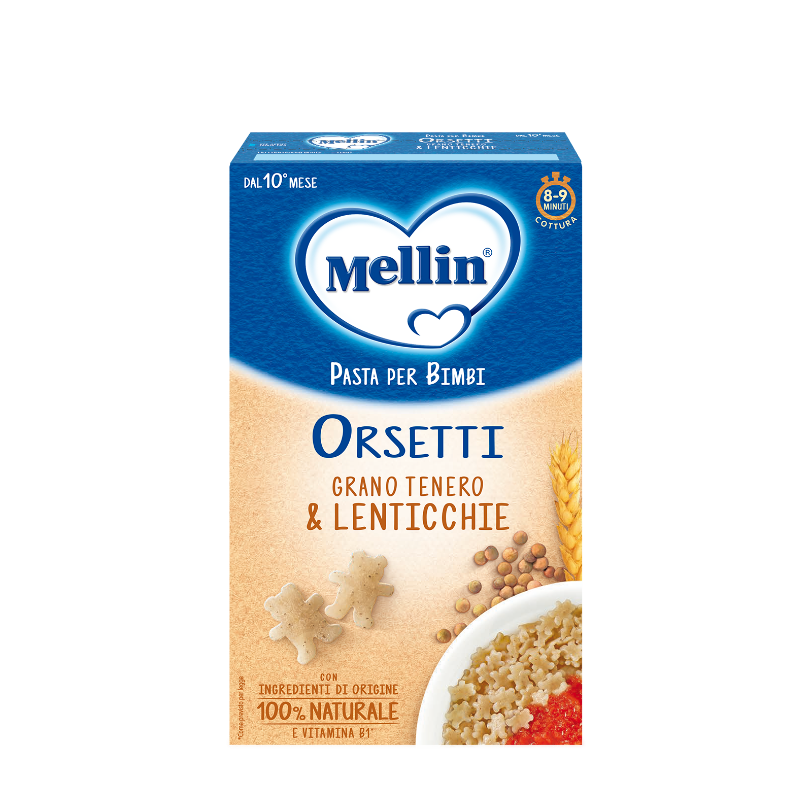 Mellin Orsetti Con Grano Tenero e Lenticchie Pasta per Bimbi 280 G