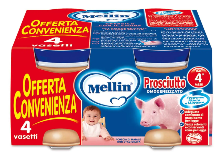 Mellin Omogeneizzato Gusto Prosciutto 4x80 grammi