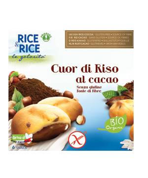 Rice&Rice Cuor di Riso al Cacao Snack Biologico Senza Glutine