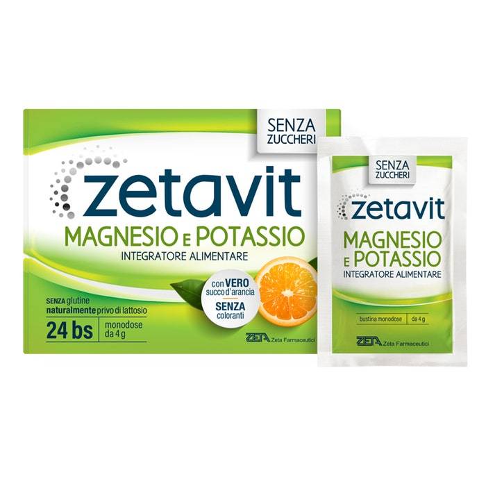 Zetavit Magnesio Potassio Senza Zucchero Integratore di Sali Minerali 24 Bustine