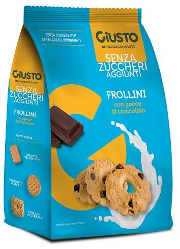 Giusto Frollini con Gocce di Cioccolato senza Zucchero e glutine 350 g
