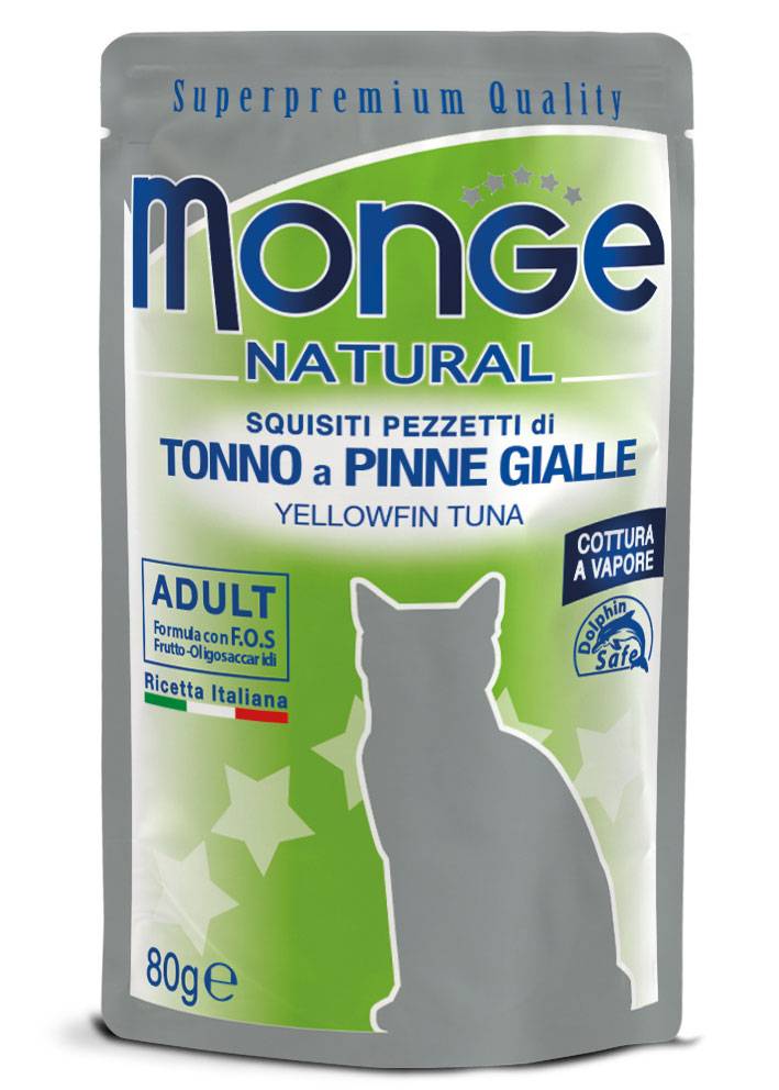 Monge Natural Tonno A Pinne Gialle Pezzetti per Gatti Adulti 80 g