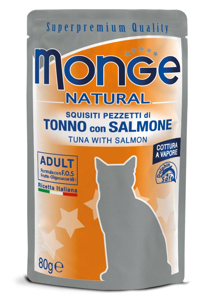 Monge Natural Pezzetti di Tonno con Salmone per Gatti Adulti 80 g