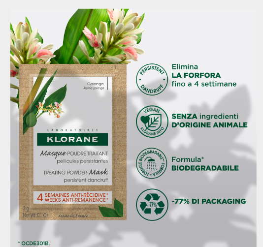 Klorane Shampoo Maschera Antiforfora in Polvere alla Galanga 24 gr
