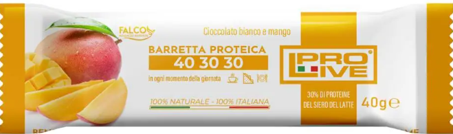 ProLive Barretta Proteica 40 30 30 Gusto Cioccolato Bianco e Mango 40 g