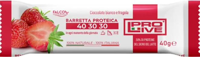 ProLive 40 30 30 Barretta proteica gusto cioccolato bianco e fragola 40 g