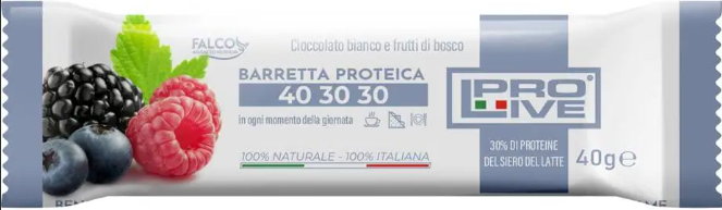 ProLive 40 30 30 Barretta proteica cioccolato bianco e frutti di bosco 40 g