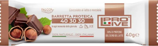 ProLive 40 30 30 Barretta proteica gusto cioccolato al latte e nocciola 40 g