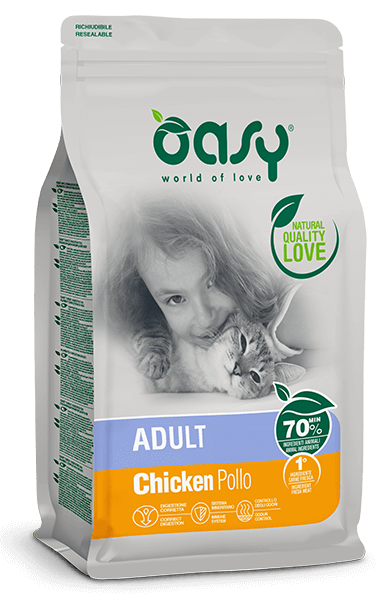 Oasy Dry Cat Adult Chicken Alimento Completo per Gatti Adulti Gusto Pollo 1,5 kg