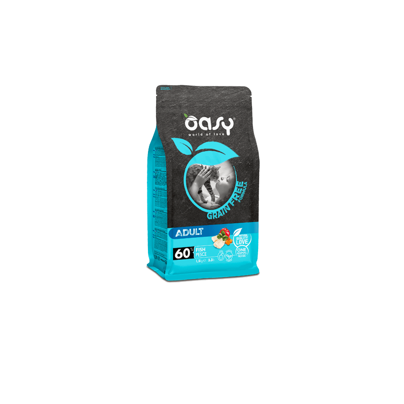 Oasy Grain Free Adult Cibo Secco per Gatti Gusto Pesce 300 g