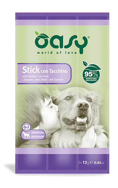 Oasy Snack Dog Stick con Tacchino Alimento Complementare per Cani 3x12 g