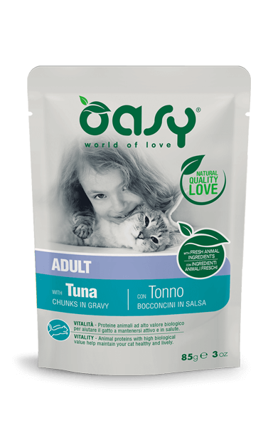 Oasy Wet Cat Bocconcini in Salsa con Tonno per Gatti Adulti 85 g