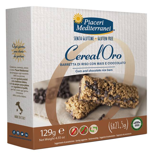 Piaceri Mediterranei Barretta di Riso con Mais e cioccolato 129 g