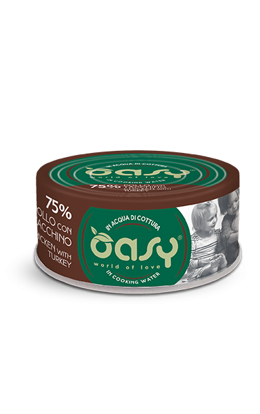 Oasy Wet Cat More Love Cibo Umido per Gatti in Lattina gusto Pollo con Tacchino 70 g