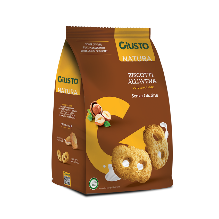 Giusto Biscotti Senza Glutine all'Avena con Nocciole 250 g