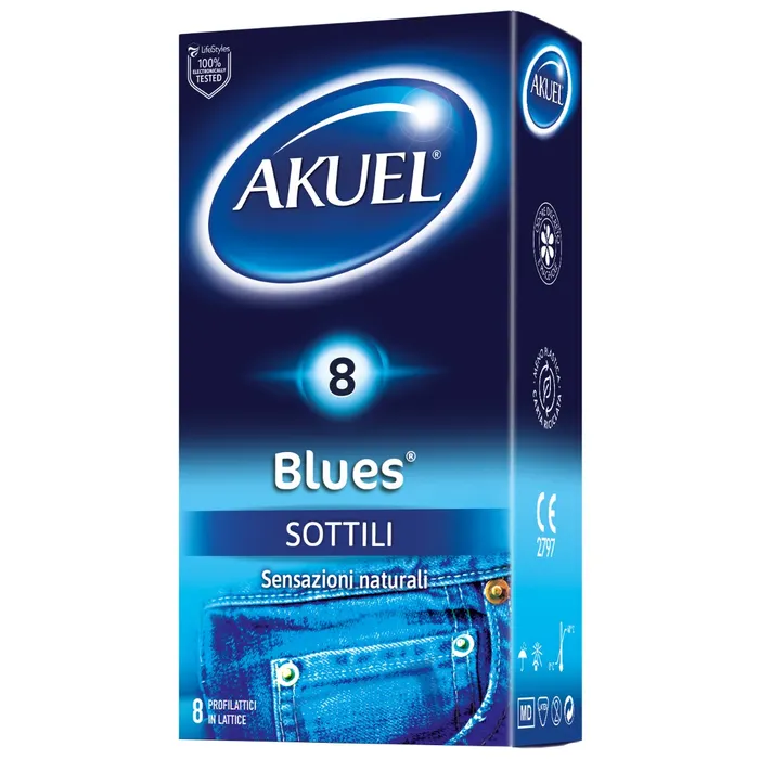 Akuel Blues Profilattico Sottile 8 pezzi