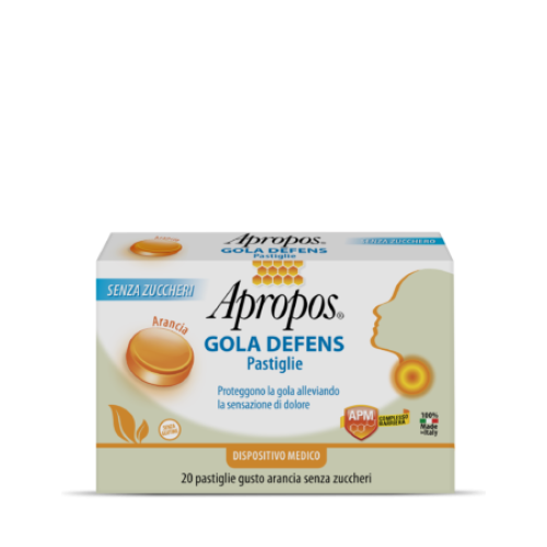 Apropos Gola Defence Pro Integratore per la Gola Gusto Arancia Senza Zuccheri 20 pastiglie