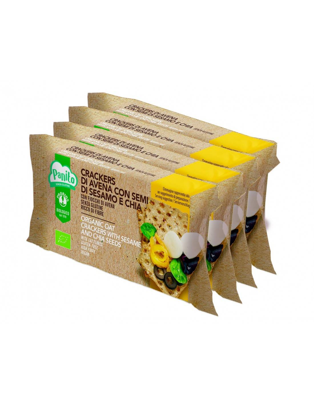 Probios Bio Crackers Con Fiocchi Di Avena Sesamo Chia Senza Glutine 4 x 35 g