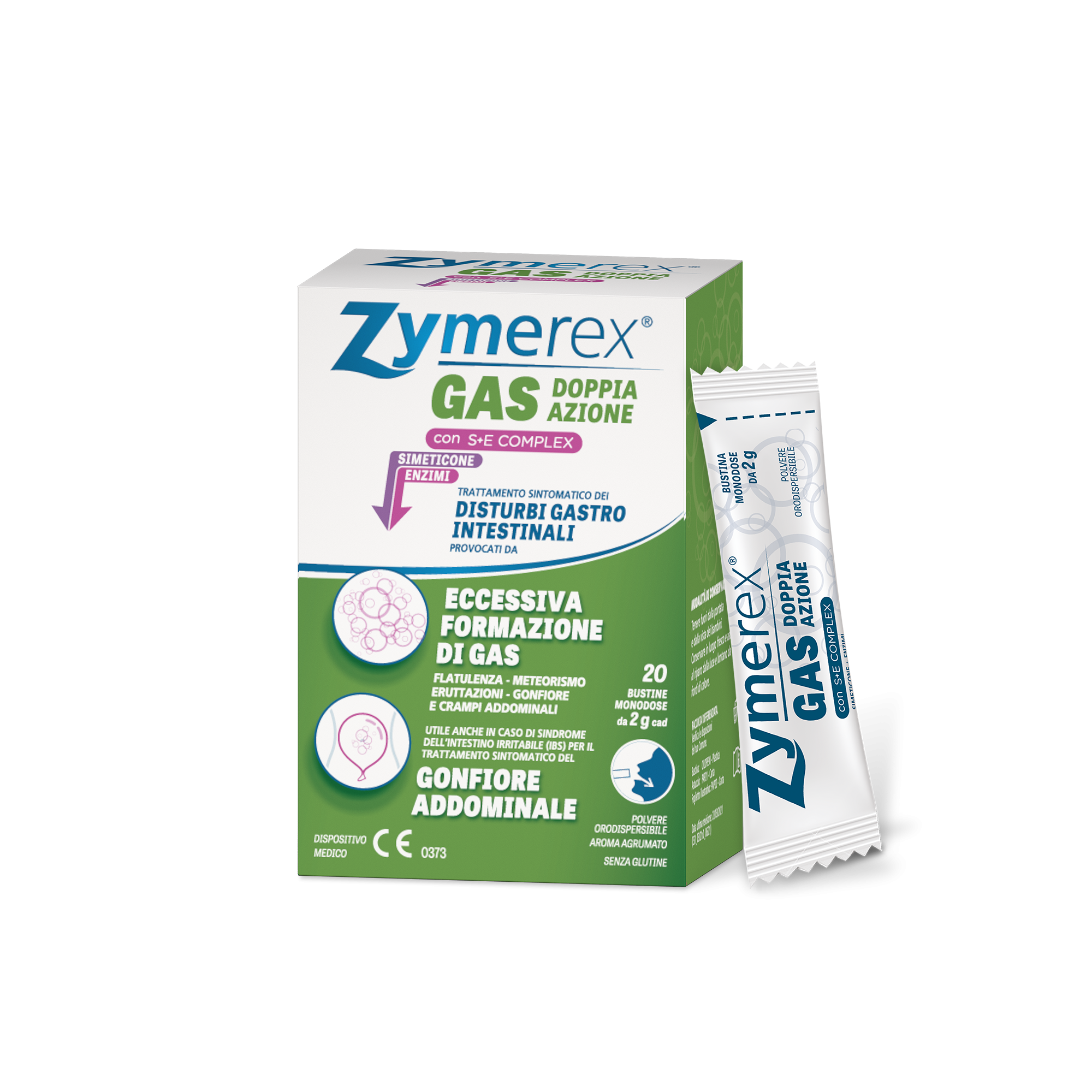 Zymerex Gas Doppia Azione Con S+E Complex 20 Bustine Monodose Da 2 G